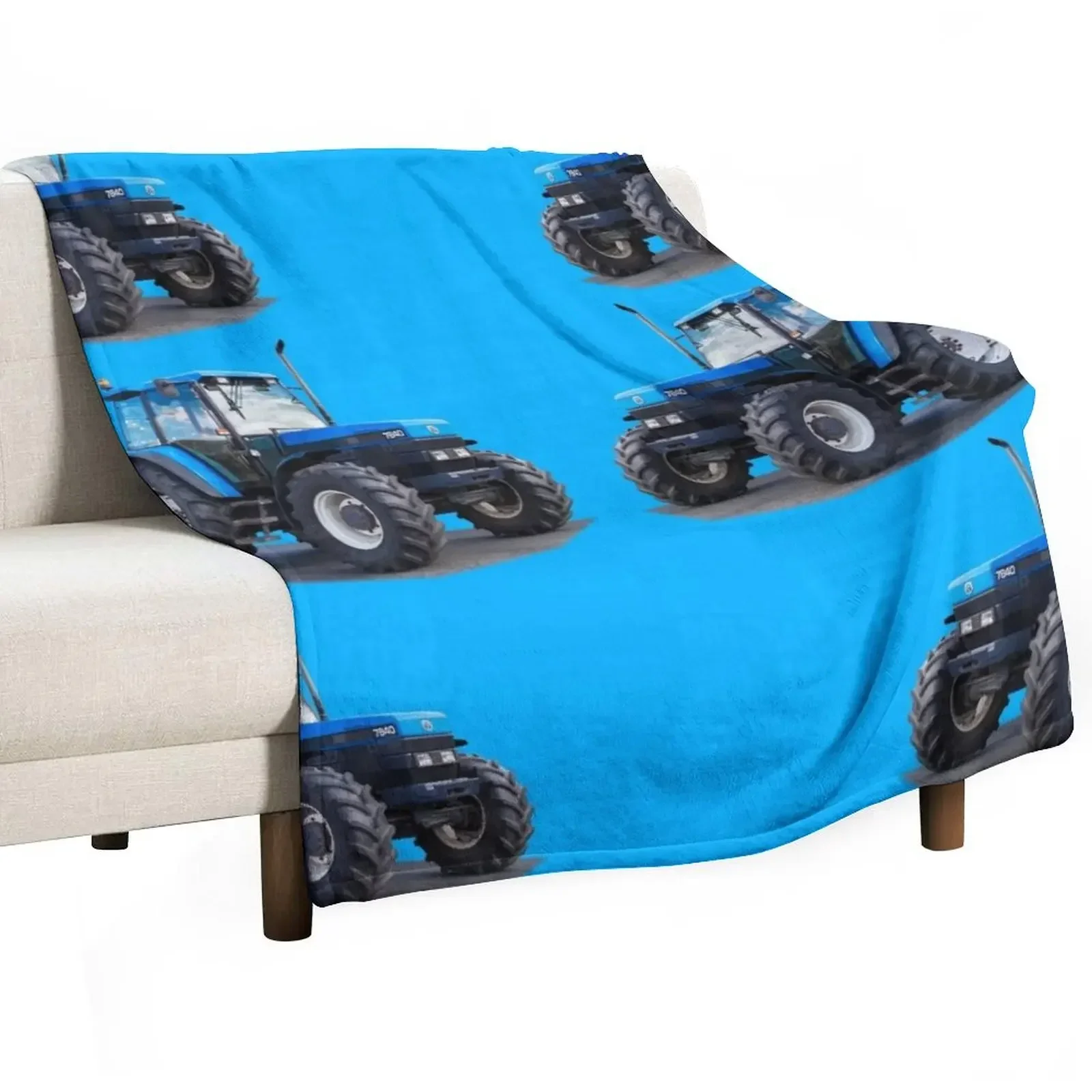 

blue tractor Throw Blanket fluffy Custom Cute Plaid Hairys Blankets