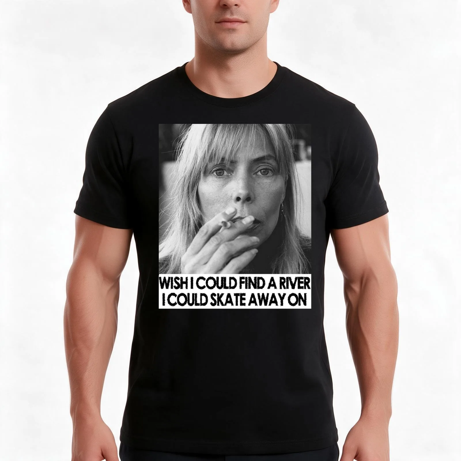 Joni Mitchell - River T-Shirt, Summer Casual Cotton Tee, Oversized Streetwear Tops, Vintage Graphic Print, Unisex Men Women