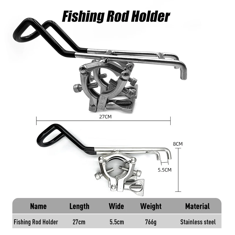 LEYDUN Boat Fishing Rod Holder Stainless Steel Heavy Duty Rod Holder for Canoe Kayak Boat Metal Pole Mount Support for Sea