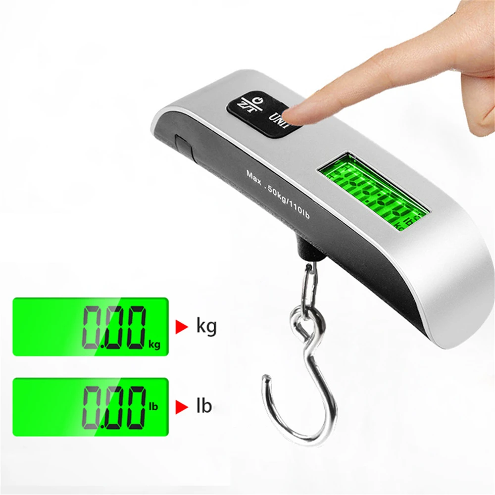 110lb/50kg Portable Digital Scale LCD Display Electronic Hook Scale Luggage Hanging Suitcase Travel Baggage Weight Balance Tool