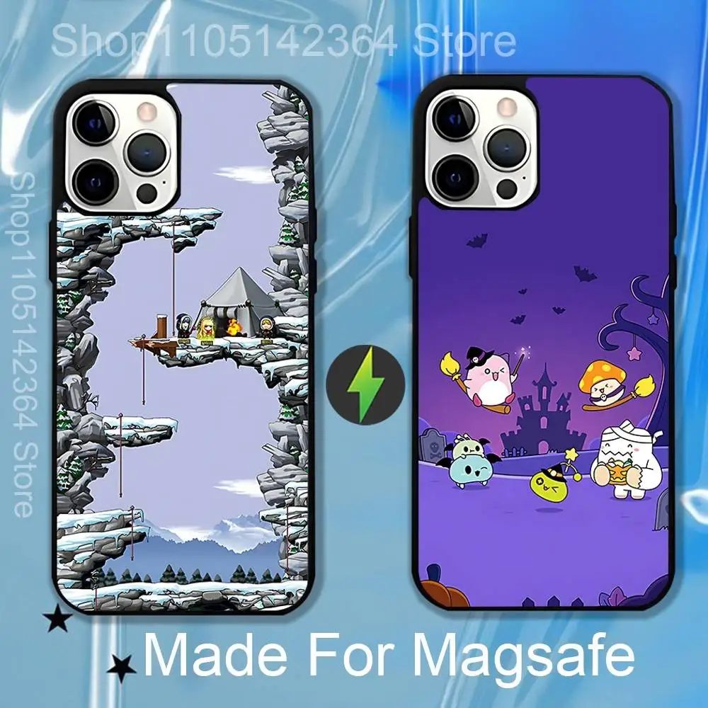 

M-Maplestory Game Magnetic Wireless Charging Case For iPhone 11,12,13,14,15,16,17,Pro,Max,Plus Shockproof Cover