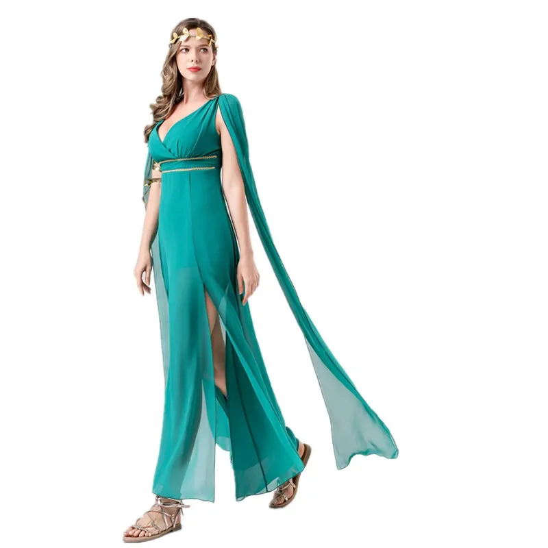 HN8 Halloween Carnival Party Ancient Medieval Mythology Greek Goddess Roman Princess Cosplay Dress Sexy Egyptian Cleopatra C8…Gf