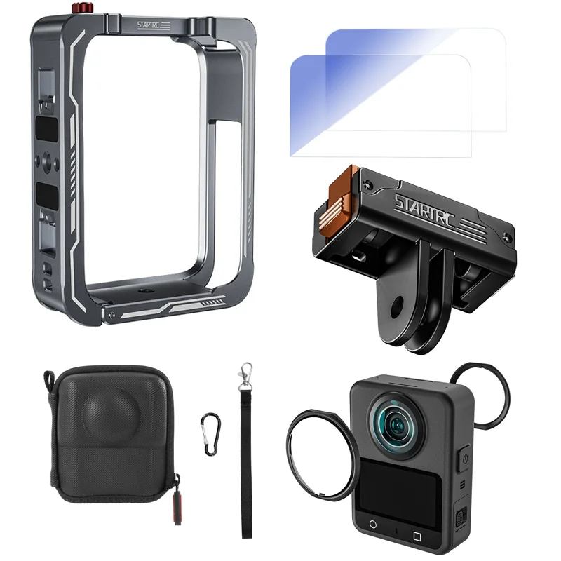 Schutzhülle aus Aluminiumlegierung für DJI OSMO 360 Kamerazubehörrahmen, Kaninchenkäfig, Kaltschuh und 1/4 Zoll Gewinde