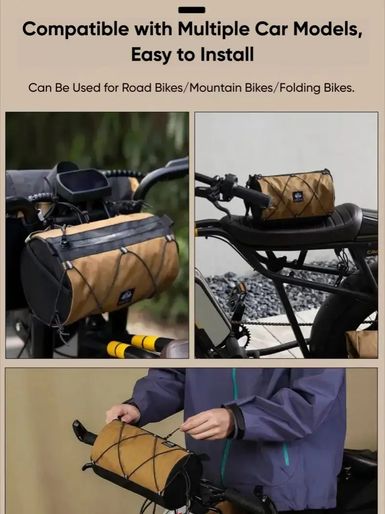 Waterproof X Pac Bike Handlebar Bag 2 in 1 Bicycle Front Storage Bag Reflective Cycling Crossbody Bag with External Cord System view 5
