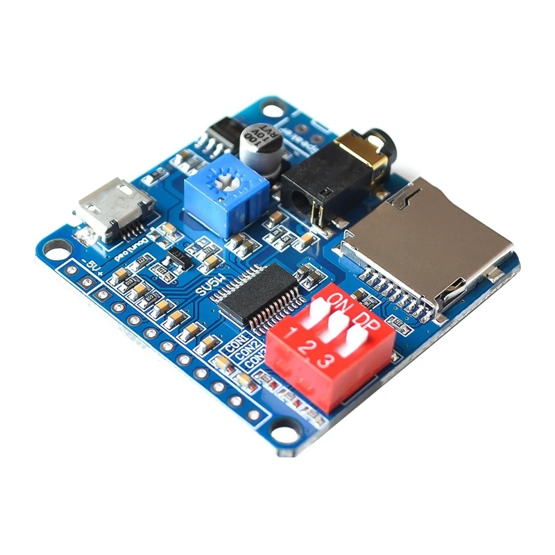 Módulo de reproducción de voz, reproductor MP3 + tarjeta de memoria UART I/O Trigger, placa amplificadora clase D, DY-SV5W de 5W