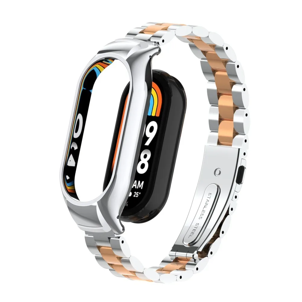 Pulseira de metal para Xiaomi Mi Band, Pulseira de aço inoxidável, Pulseira para Mi Band 8, 7, 6, 5, 4, 3, Correa