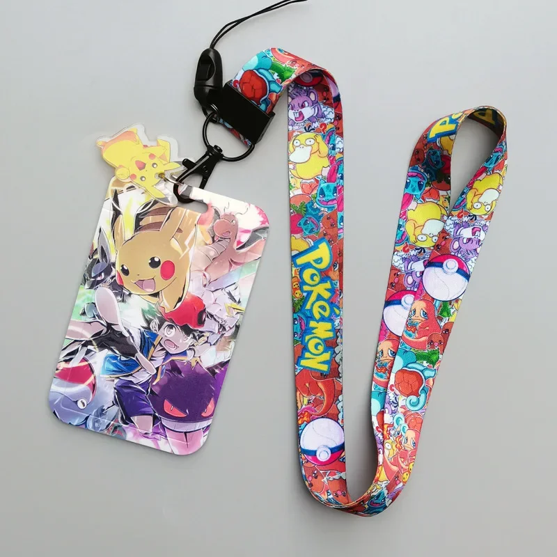 حامل بطاقة بيكاتشو الكرتون الحبل شارة بطاقة الهوية واقية موضة طالب مكافحة خسر غطاء البطاقة المفاتيح الملحقات