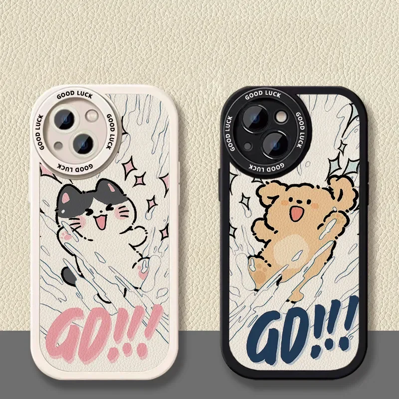 

Lovely Cat Cute Bear Couple Fashion For iPhone Case 16 15 14 13 12 11 Pro XR XS Max 7 8 Plus Phone Shockproof Y2K LOL Cover