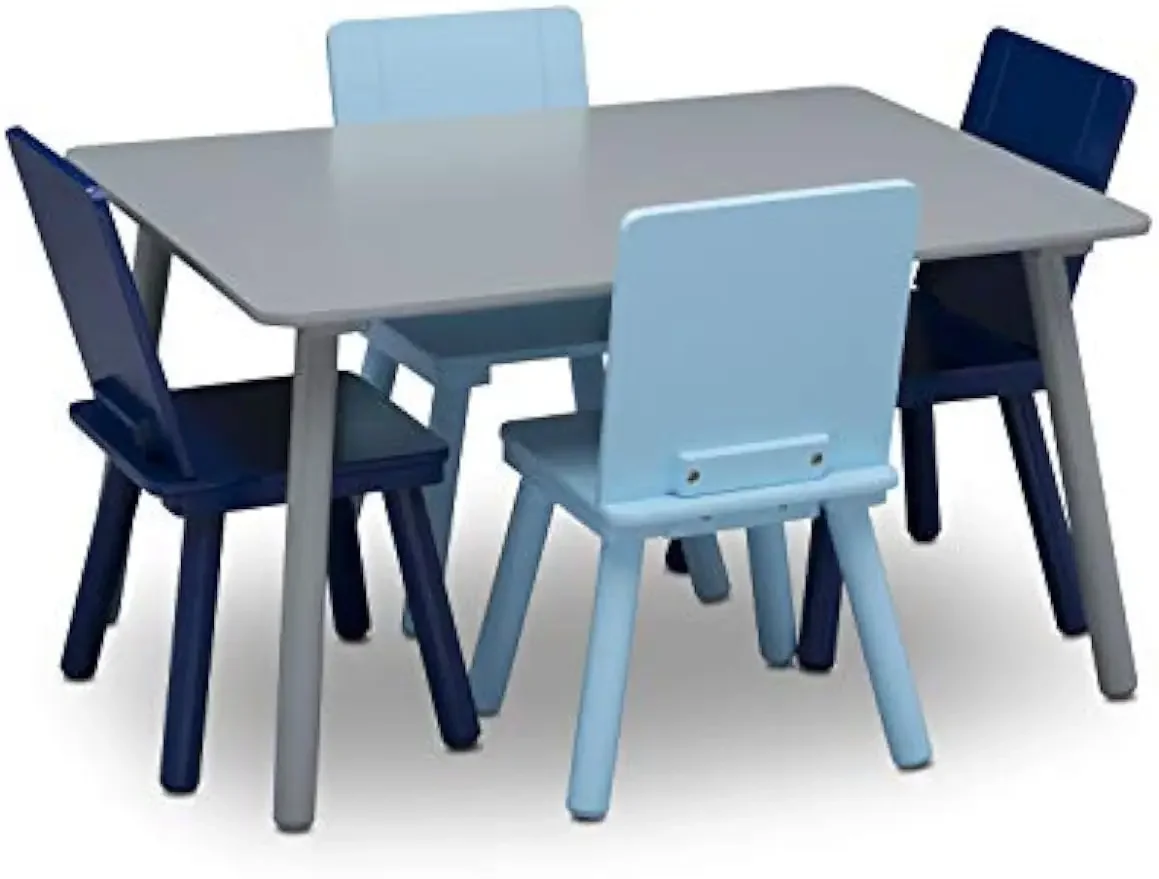 

Kids Table and Chair Set (4 Chairs Included), Grey/Blue