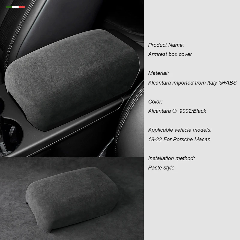 Para Porsche Macan 2018 2019 2020 2021 2022 compartimento de reposabrazos de Control Central de gamuza cubierta protectora modificación Interior