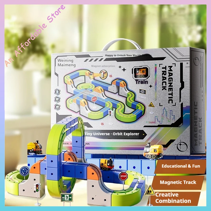 Set di mini treni elettrici con blocchi magnetici per bambini, per ragazzi e ragazze, giocattoli per bambini, regalo di compleanno