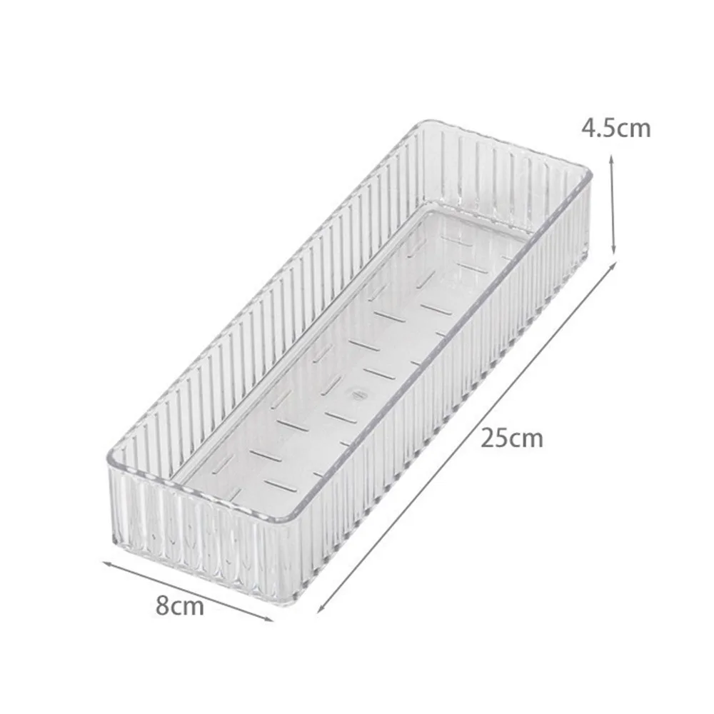 S/M/L/XL منظمات درج المكتب حاوية قرطاسية بلاستيكية مستطيلة غير محدودة صندوق تخزين شفاف مكتب المنزل