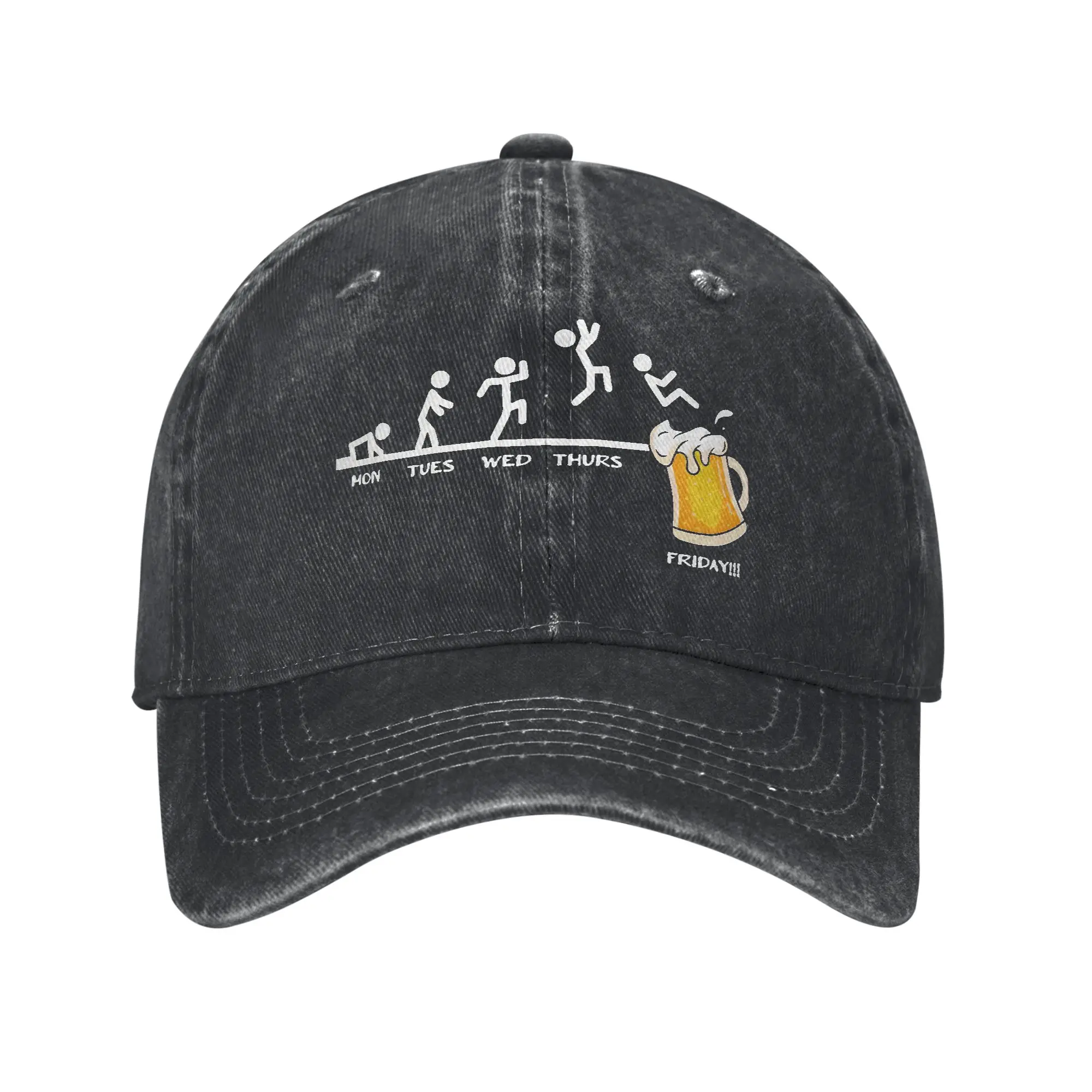 Funny Friday Beer Men Women Baseball Caps  Distressed Denim Caps Hat Vintage Outdoor Summer Gift Sun Cap