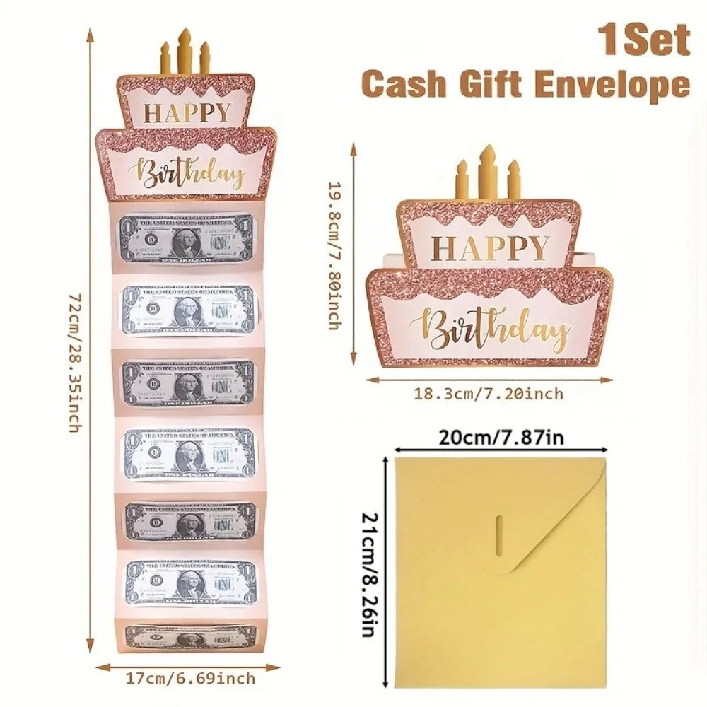 

Folding Birthday Cash Envelopes Surprise Greeting Envelop Money Birthday Card Gold-stamped Birthday Money Box For Kids Teens