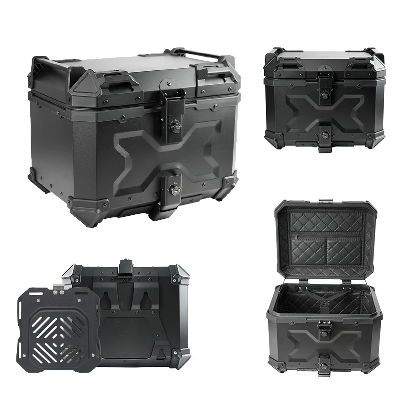 Thick Embossed Aluminum Motorbike Trunk Compatible Scooter Luggage Box Wear Resistant Waterproof Travel Storage Case