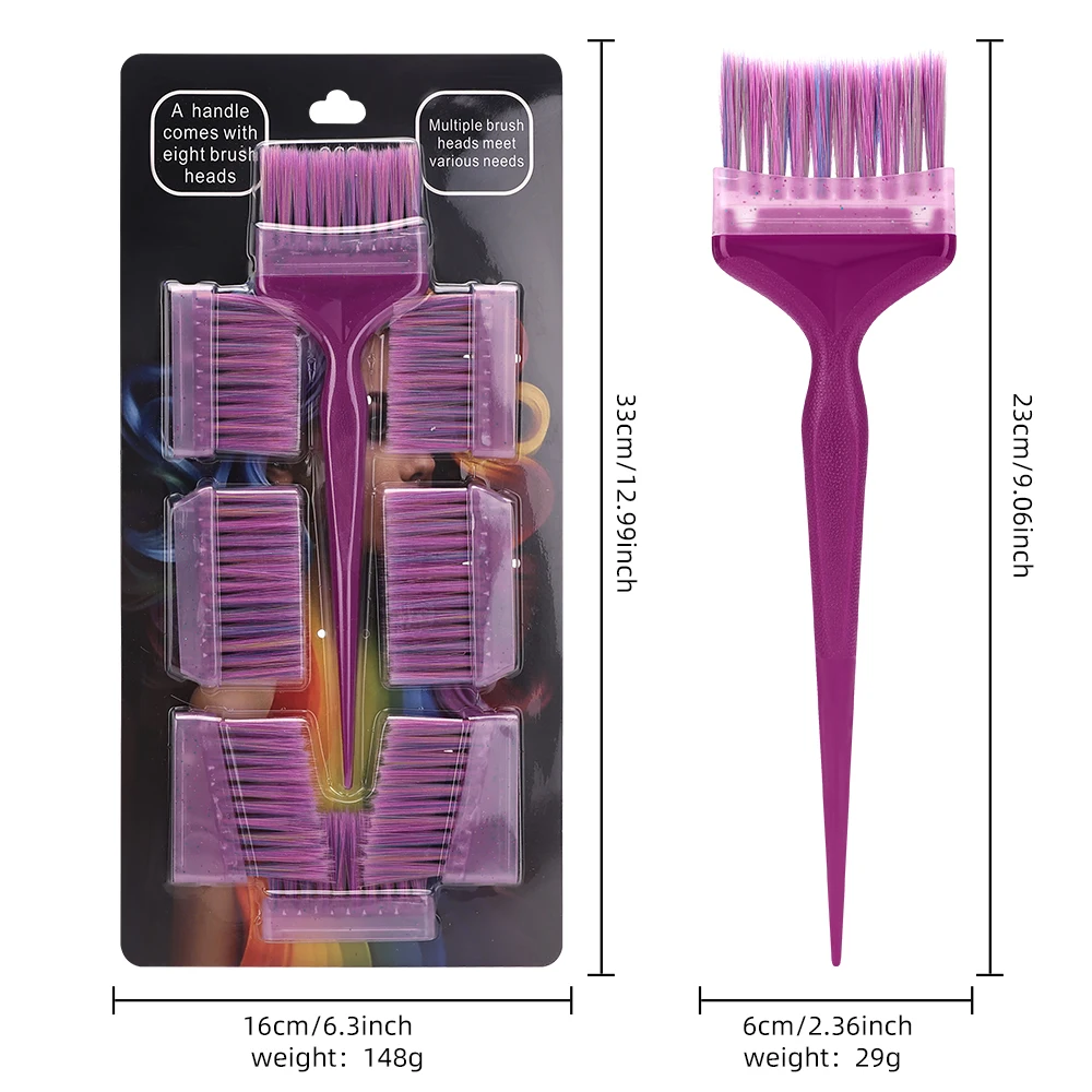 4 ประเภทย้อมผมทําความสะอาดง่ายทนทาน 8 ชิ้นหัวแปรงถอดเปลี่ยนได้ Salon & Home Hairdressing Tinting Coloring เครื่องมือชุดอุปกรณ์เสริม