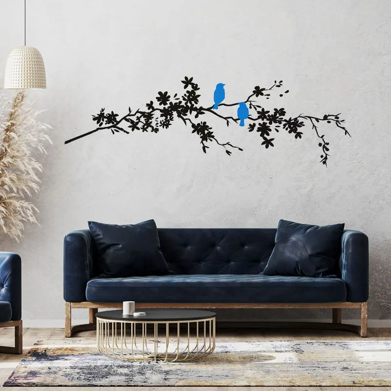 

Tree Wall Decals Vinyl Branch and Birds Silhouette Nature Home Decor for Living Room Bedroom Self-Adhesive Sticker Murals AC28
