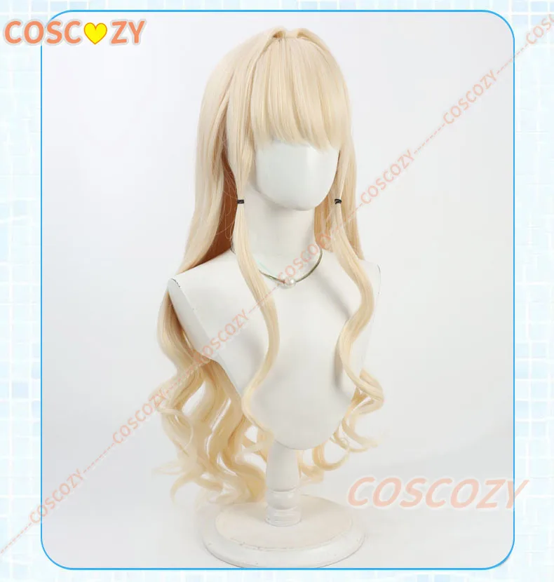 Krone Cosplay Perücken Nikke Die Göttin des Sieges Krone Kunsthaar Halloween 80 cm lange gewellte blonde Perücke hitzebeständig