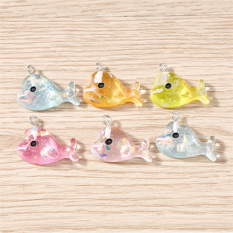 10 Stück 24x18mm Cartoon Harz Meereslebewesen Wal Anhänger für Schmuckherstellung Ohrringe Halsketten Armbänder DIY Bastelbedarf – Detail 2