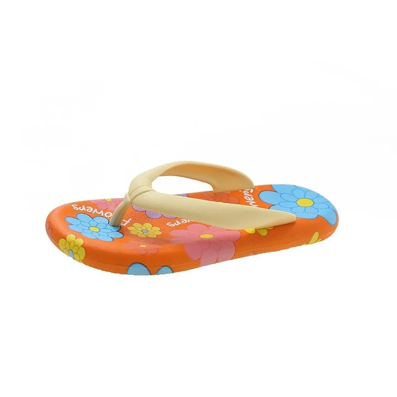 

Summer Sweet Floral Flip Flops For Women Non-Slip Soft Bottom Clip-Toe Slippers Beach Vacation Casual Sandals