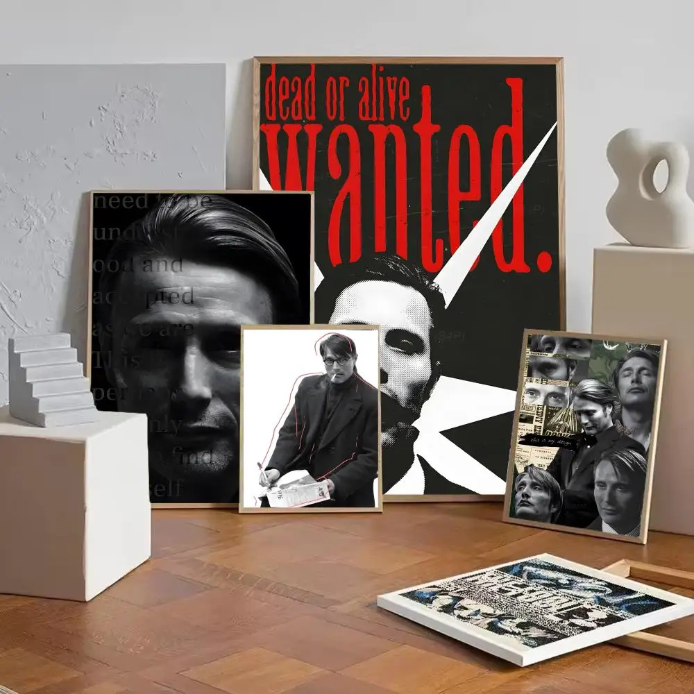 Mads Mikkelsen Movie Star Poster Multi-Purpose Wall Art for Living Room Bedroom Office Hallway Bar Decor Gift Idea