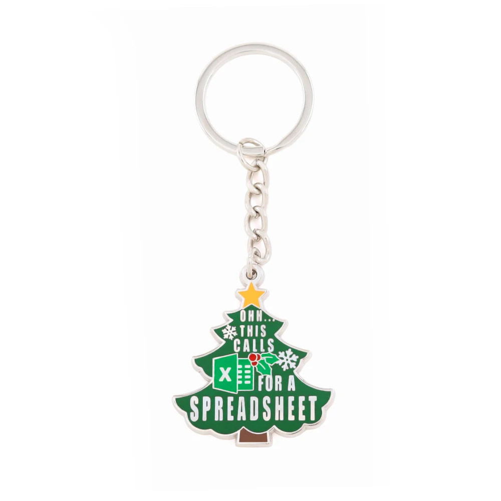 Lustiger Weihnachtsbaum-Schlüsselanhänger – „Ohh, das ruft nach einer Tabellenkalkulation“ – Humorvoller Schlüsselanhänger für Büroangestellte – Rucksack-Schlüsselzubehör – Weihnachtsgeschenk – Detail 5