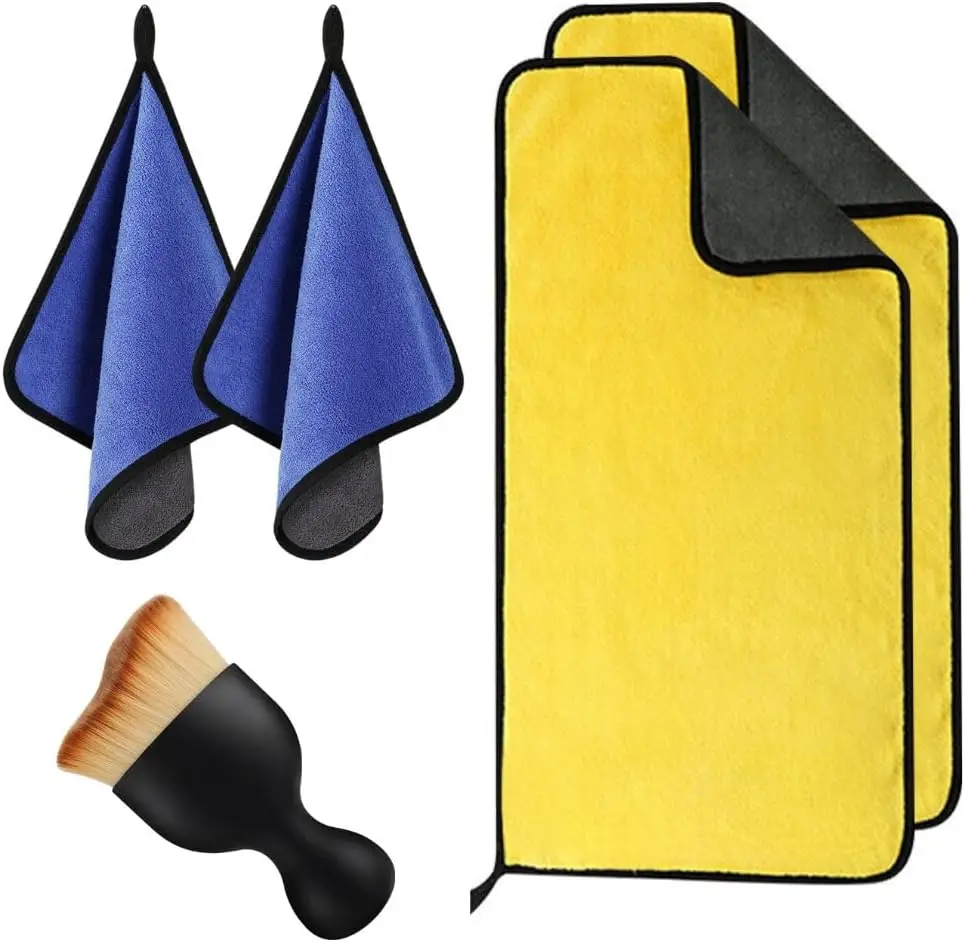 

5Pcs/Set Car Microfiber Cleaning Cloth Wash Towels 2pcs Small Towel 2pcs Car Cleaning Cloth Microfiber Cloth Car Wash Detailing