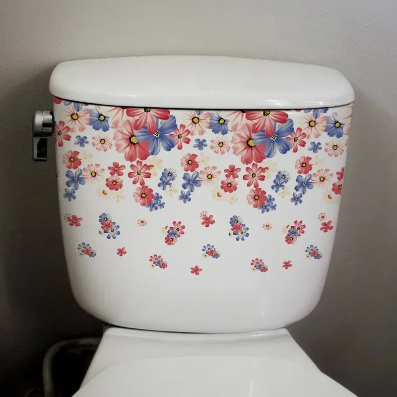 욕실 변기 스티커, 현대 미니멀리스트 꽃 패턴, 욕실 장식용 자체 접착 그림