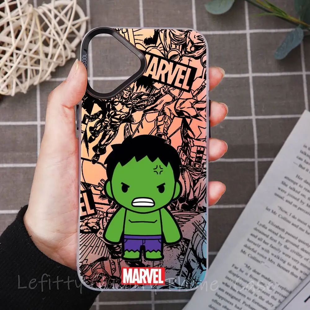

Hulk Deadpool Cute Cool Phone Case For IPhone 17 16 15 14 13 12 11 Plus Pro Max Multicolor Aurora Laser Shockproof Funda