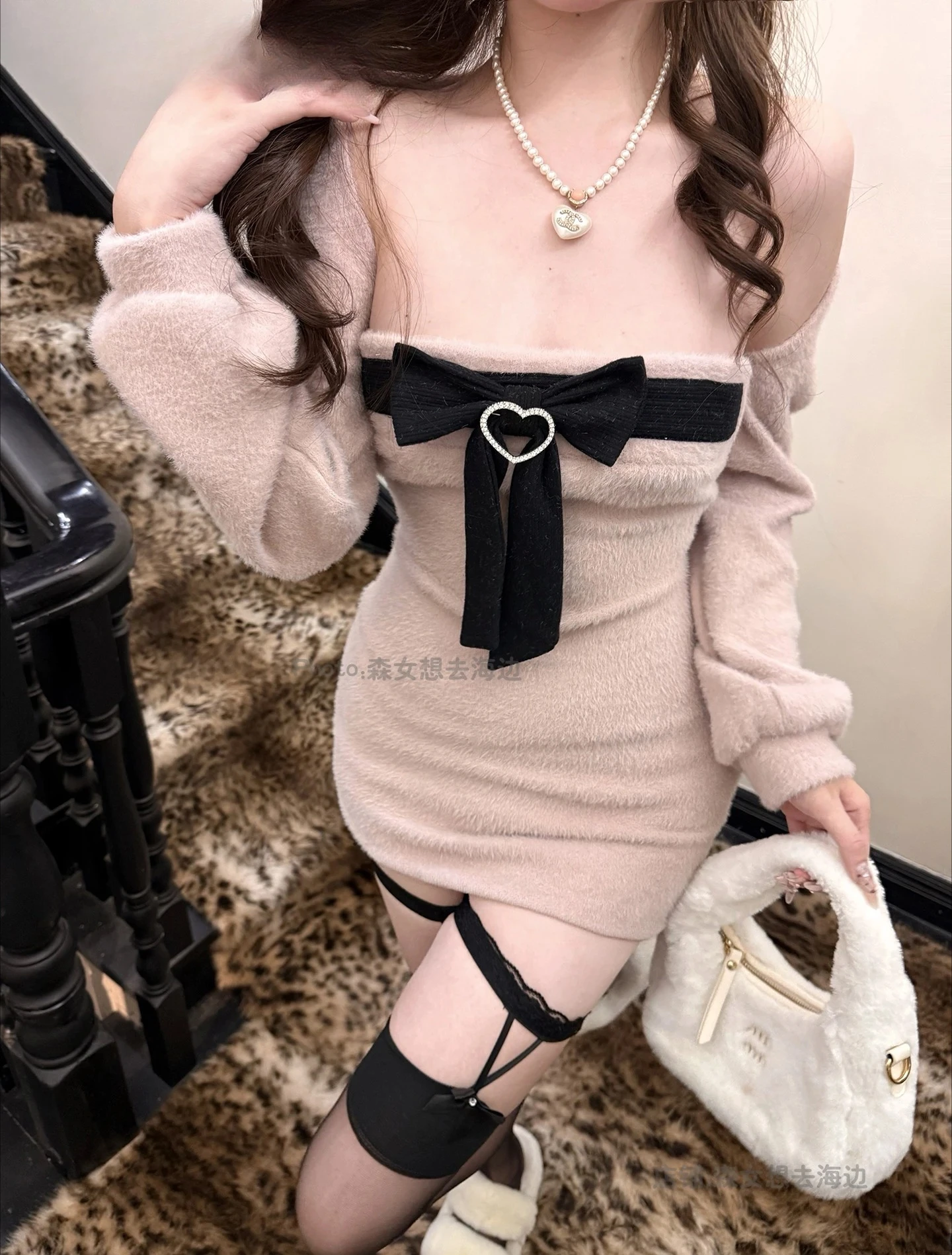 

Spring and Autumn Lolita Style Small Shawl + Tube Top Dress Two-piece Set Japanese Sweet Cute Short Dresses for Women