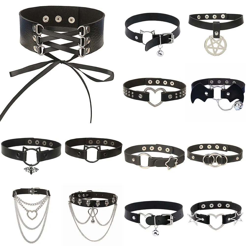 Punk Black Metal Tassel Choker Necklace Sexy Spiked Neck Strap Clavicle Collar Men Necklaces Hollween Women Y2K Jeweley Cosplay