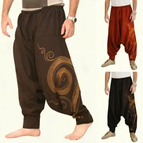 Men\'s Casual Elastic Waist Baggy Hippie Yoga Harem Pants Men Baggy Hippie Boho Gypsy Aladdin Hippie Boho Aladdin Alibaba Harem