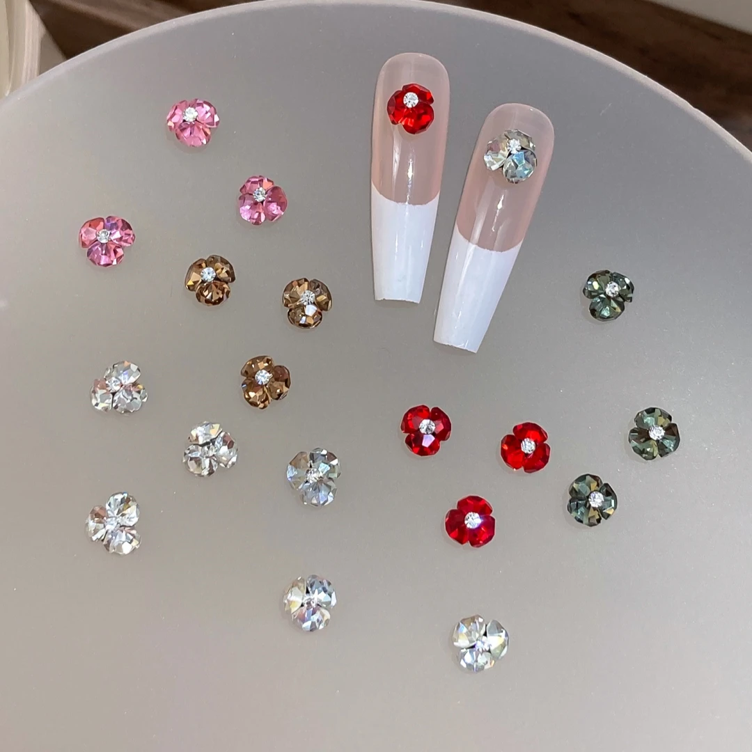 DIY Nail Art Charms Gemstones 2pcs/10pcs Mixed Size Luxury Manicure Sparkling Alloy Crystal Heart-Shaped Nail Drills Beauty