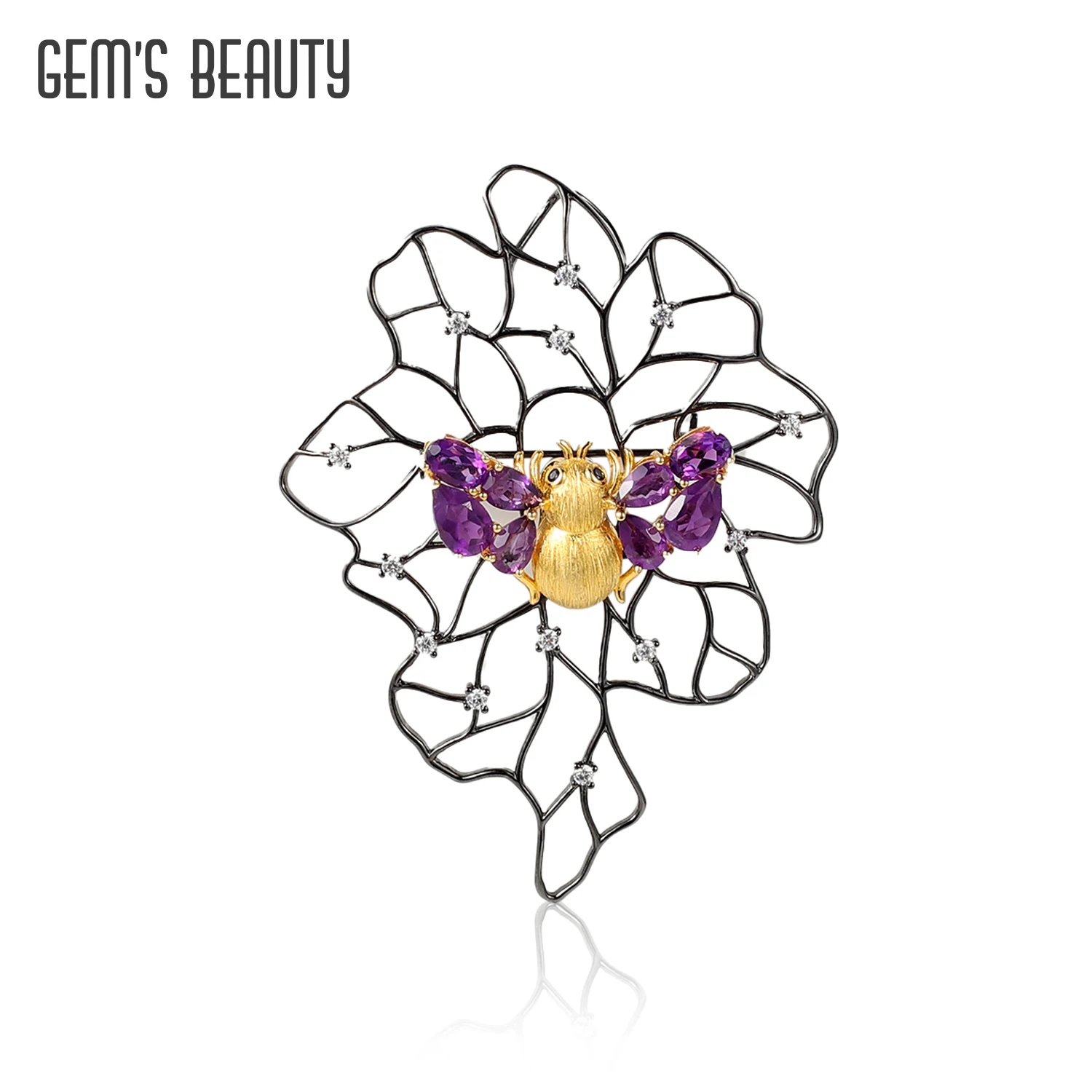 GEM'S BEAUTY Spider Web Bee Original Design Brooches Pin For Women 925 Sterling Silver Fashion Statement Jewelry Female Gift