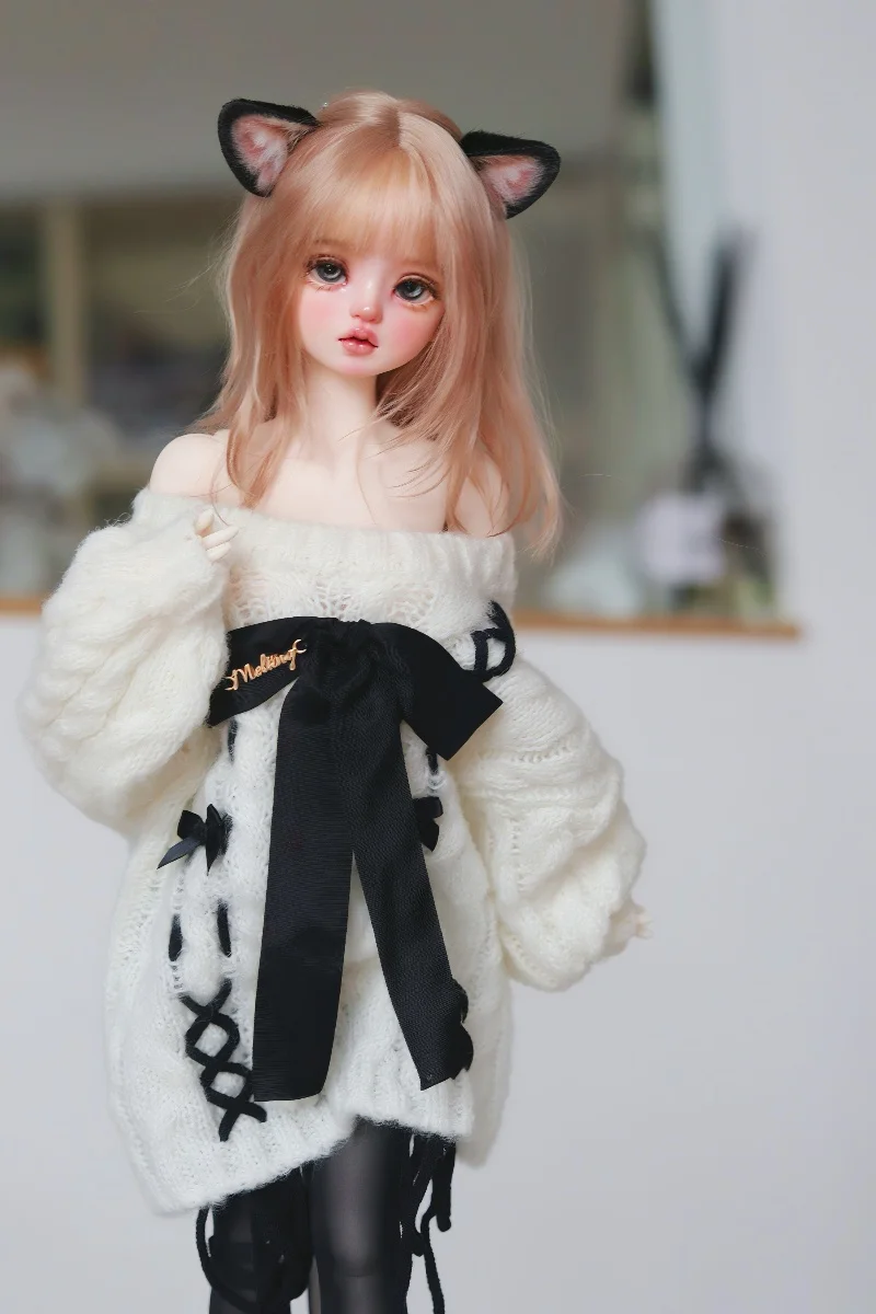 BJD/SD ملابس دمى 1/4 أطقم بنات أنيقة رمادي أصفر أبيض سترة ناعمة فستان متعدد الألوان هدايا إكسسوارات دمي (بدون دمى)