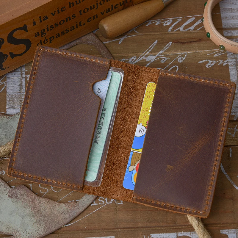 

Cow Leather Card Wallet Vintage Credit Id Card Holder Mini Wallets for Man Bank Cardholder Minimalist Wallet