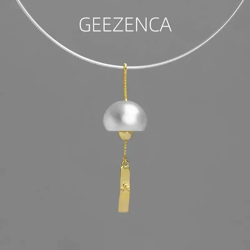 

GEEZENCA S925 Silver Two Tone 3D Wind Chimes Pendant For Women Cute Unique Chic Necklace Pendants Without Chain 2024 New Gift