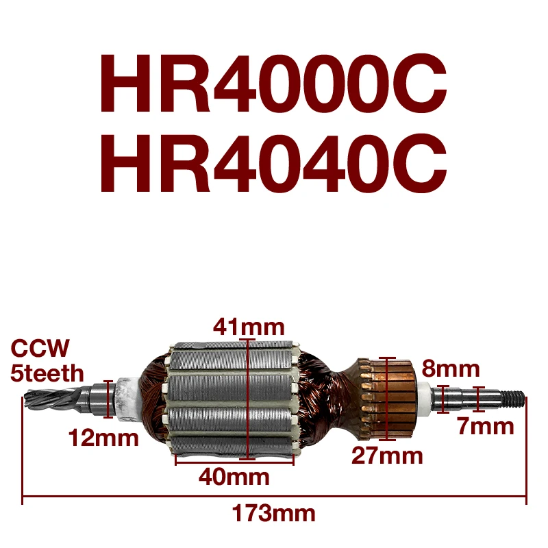 

AC220-240V Armature Rotor Accessories Replacement for Makita HR4000C HR4040C 516328-1 Power Hammer Power Tools Rotor Anchor