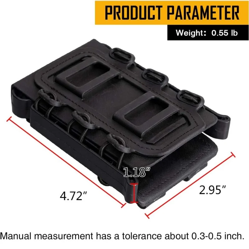 Tactical Mag Pouch for 7.62/5.56mm & 9mm Magazines - Quick Draw Universal Pistol Rifle Magazine Holder for MOLLE System - view 6