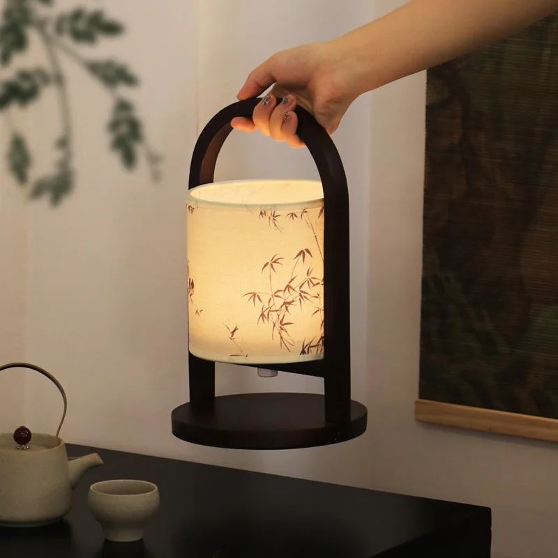 

Living Room Tea Room Desktop Small Table Lamp New Chinese Zen High-end National Style Retro Decoration Solid Wood Feeling