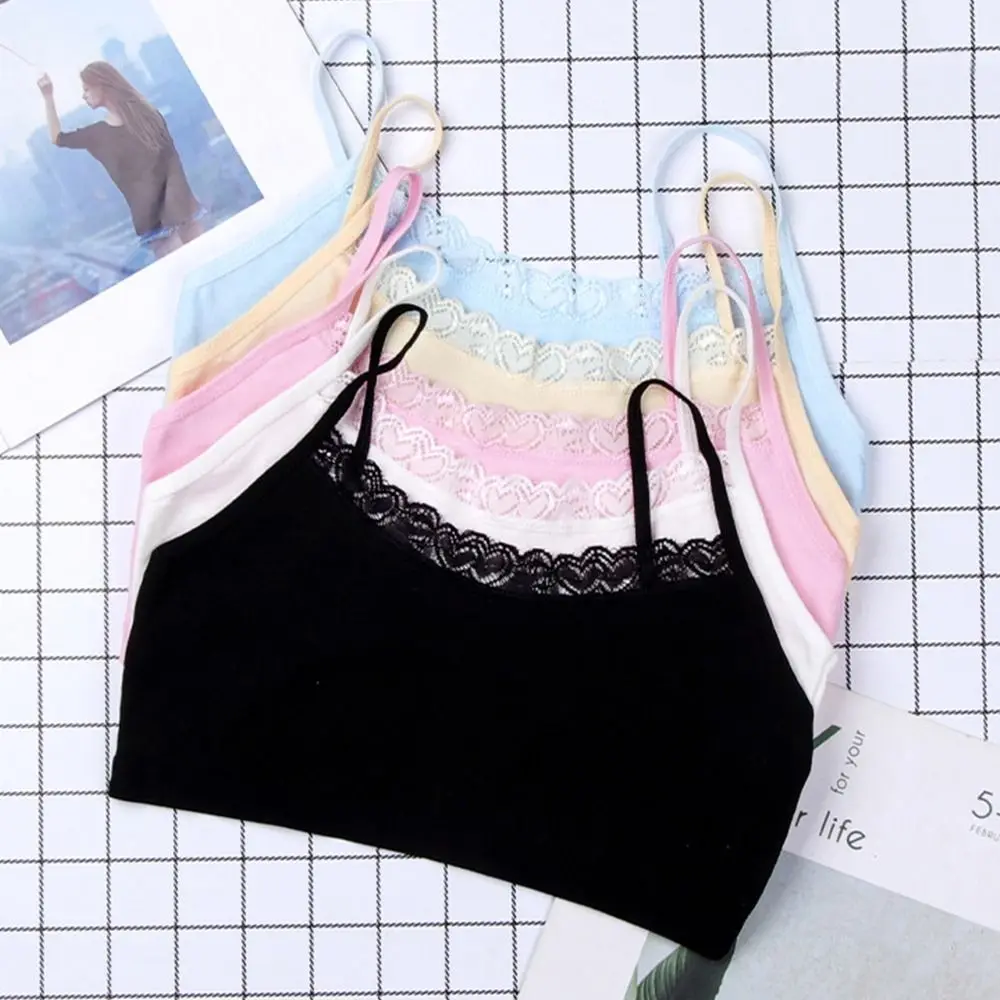 

Fashion Cotton Sport Underwear Soft Skin-Friendly Sports Bras Breathable Solid Color Children Underwear Vest for Teens Girls