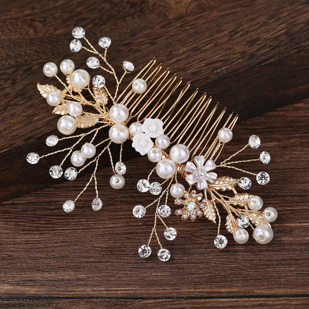

Bridal Headdress Hair Comb Metal Combs Accessories Rhinestone Handmade Wedding Bride