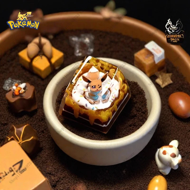 Teclas de resina de Pokémon, personaje de Anime, bonito turbante, teclas de resina transparente 3D para accesorios de teclado mecánico, el mejor regalo