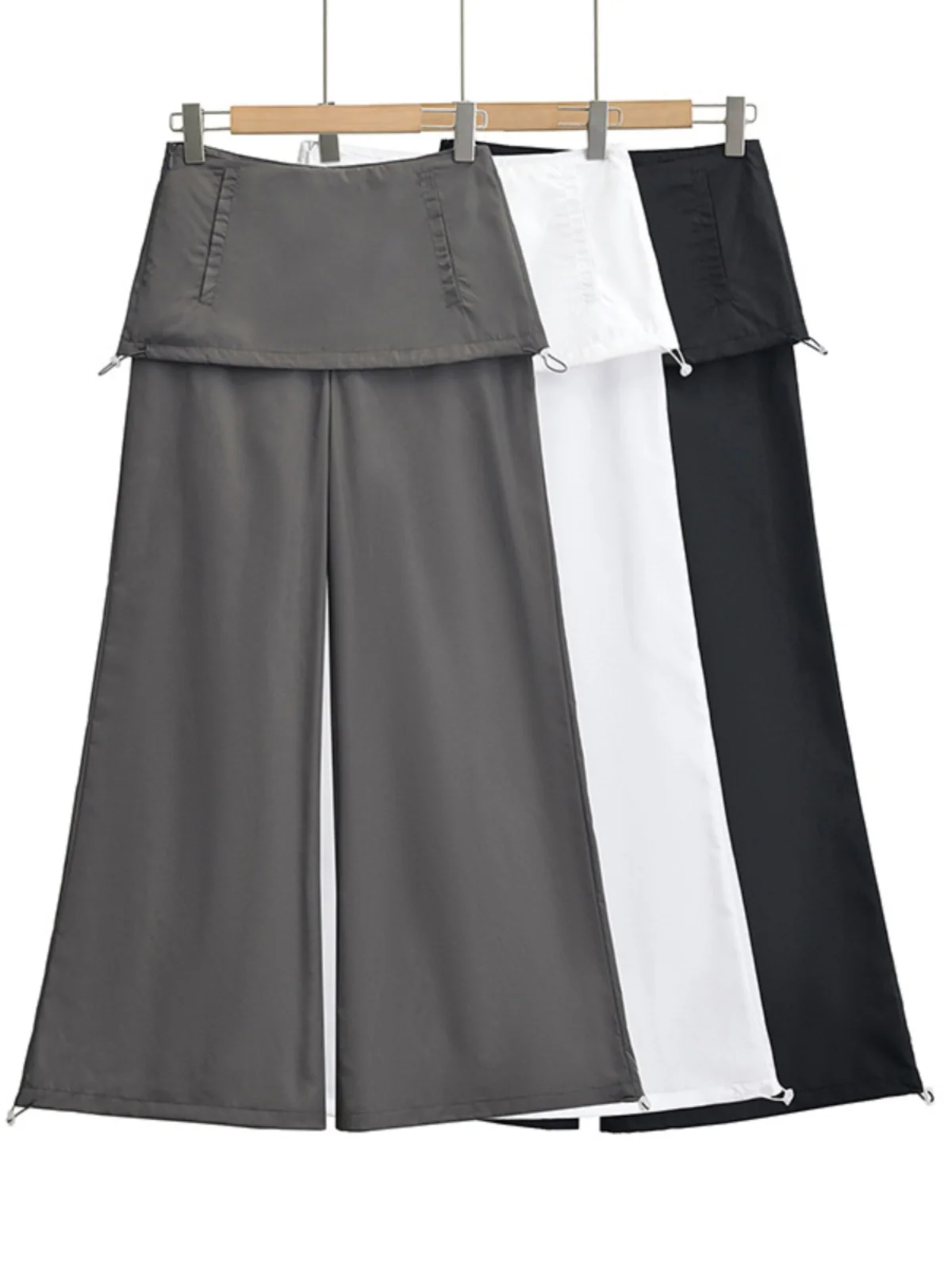 

Американские повседневные брюки с высокой талией и широкими штанинами, женские длинные брюки Qui Dry Dra, летние свободные брюки длиной до пола