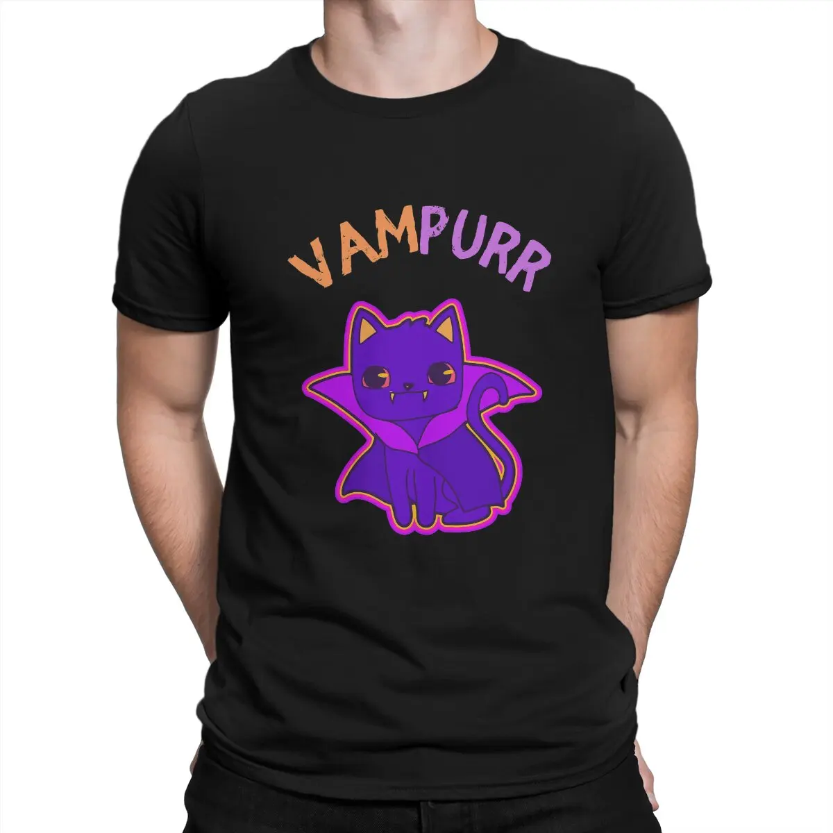 Purple T Shirt for Men Leisure T-Shirt Crew Neck Vampurr Tees Short Sleeve Tops Adult