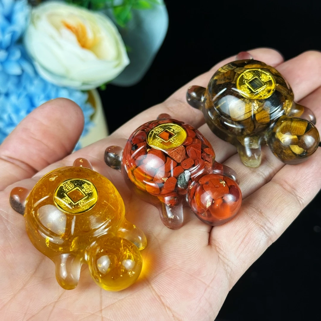 1pc Money turtle, wealth-attracting turtle, indoor crystal resin decorative turtle handicrafts, Buddha offering turtle