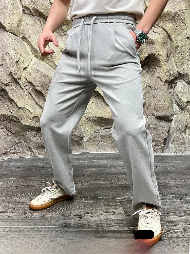 

Men's Modal Wool Knitted Casual Pants Breathable Elastic Leisure Trousers Autumn Season Straight Leg Pants Luxury Sle