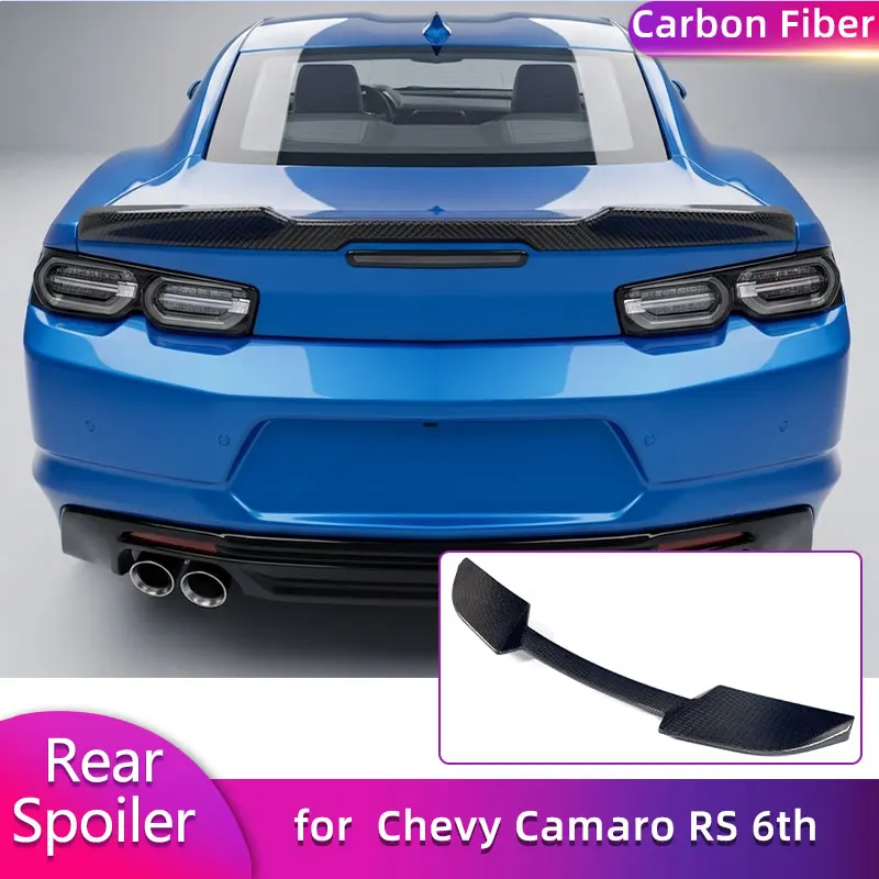 Alerón Trasero de Fibra de Carbono Completa para Chevy Camaro RS 6.ª Generación Coupé 2016-2023, Alerón Trasero para Coche, Labio de Maletero, Kit de Carrocería