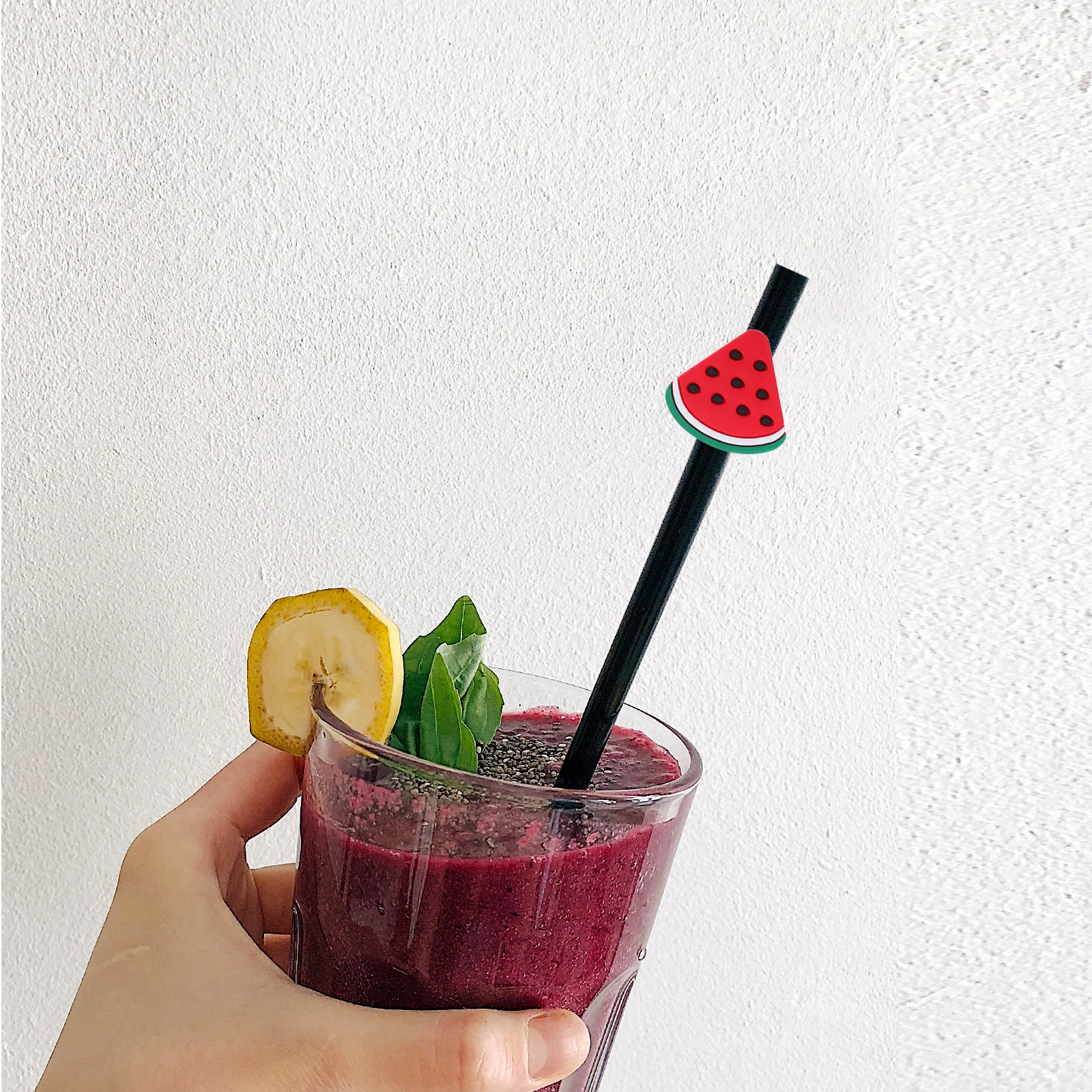 

10 Pcs Watermelon Straw Accessories Plastic Ornament Decoration Straws Topper Cute Toppers Tip Tips Drinking