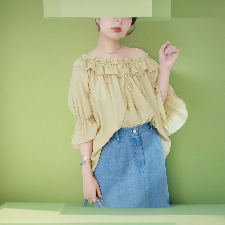 

2025 New Japanese Style Casual Elegant Blouses Fashion Sweet Ruffle Collar Half Sleeve Loose Women's Shirts Lady Tops Summer